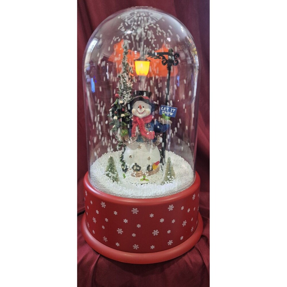 Northlight 9x14" Snowing Christmas Globe Snowman Lantern Music Lights EUC Box